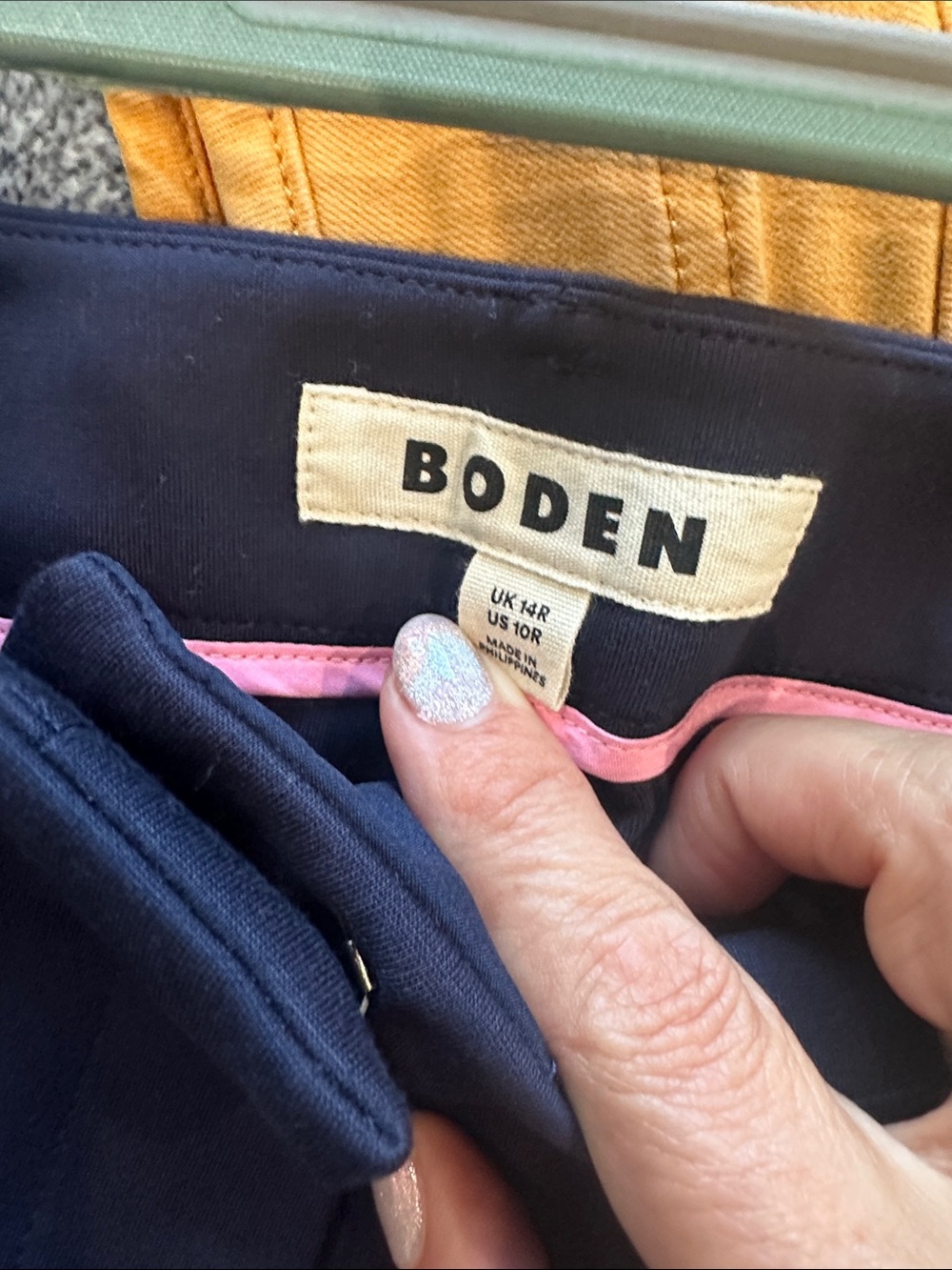 Boden Navy Wide-Leg Pants with Red Side Stripe - Picture 3 of 3